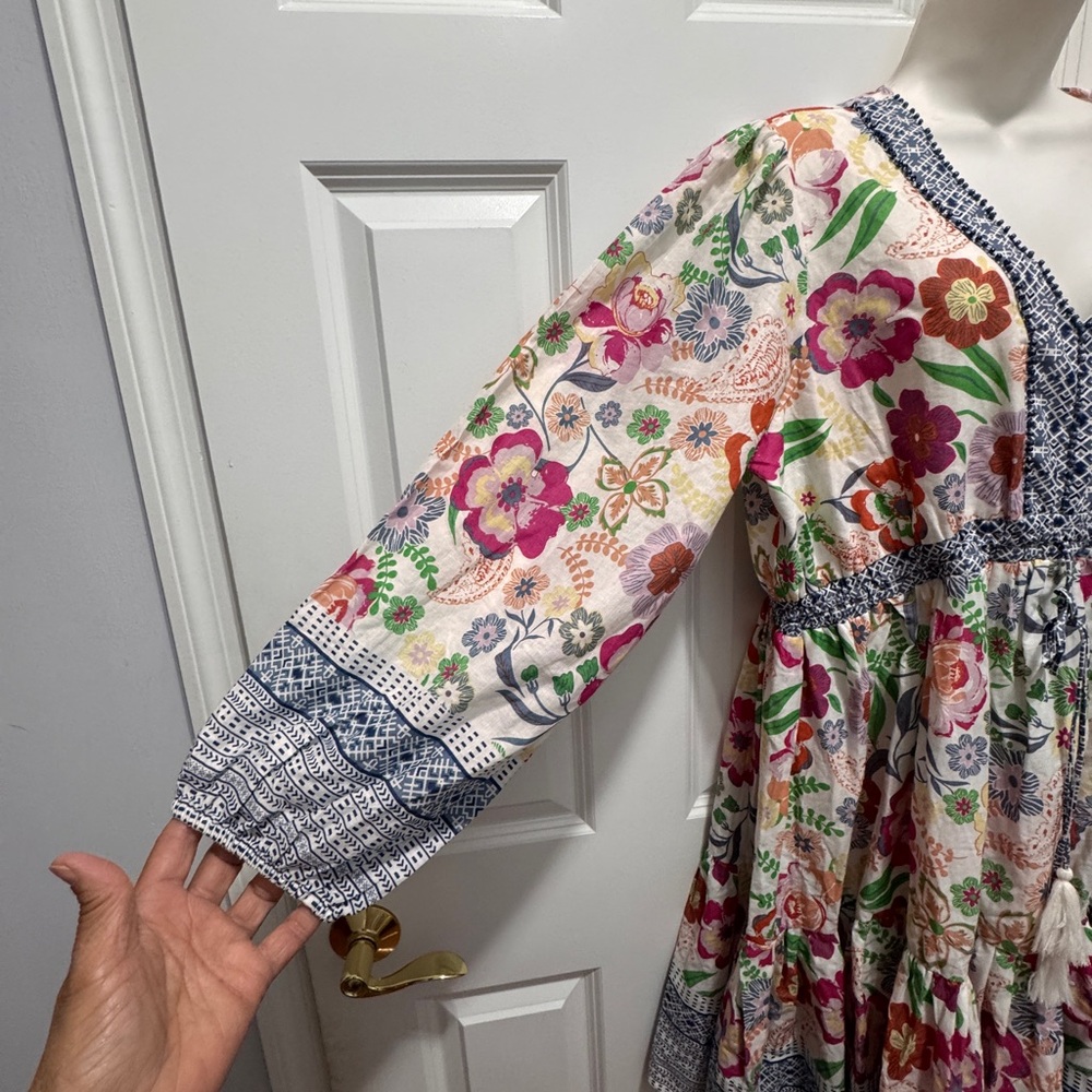 Kaktus Cream Long Sleeve Sundress with V-Neck size xl - Picture 3 of 9